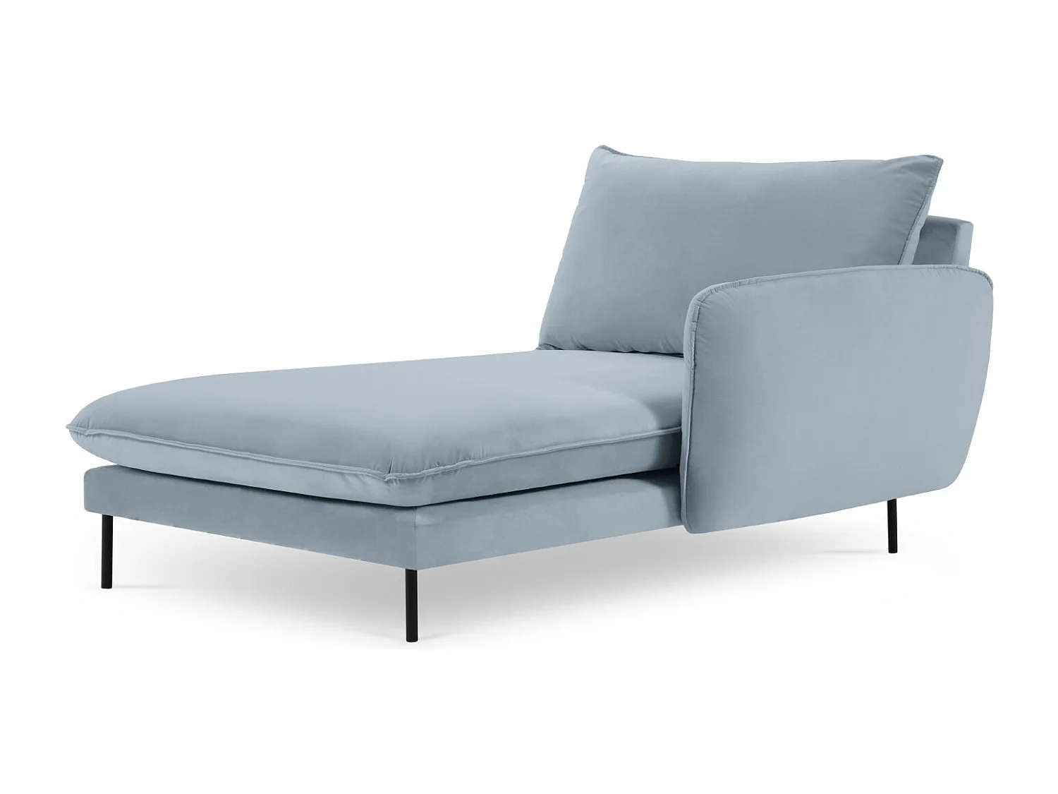 Cosmopolitan Design - Chaise longue de angulo derecho "Vienna" de terciopelo azul claro - 170x110x95cm