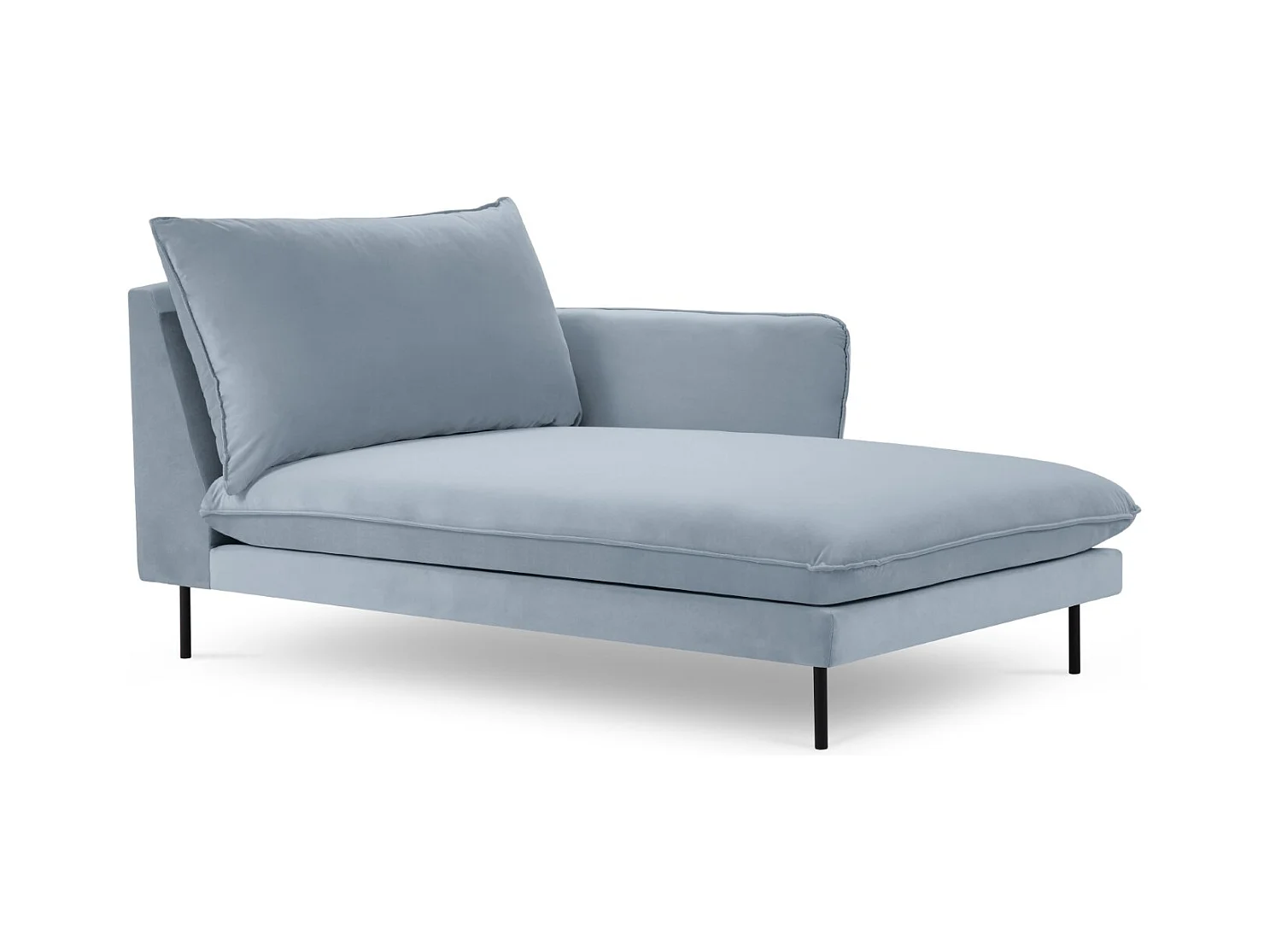 Cosmopolitan Design - Rechter chaise longue "Vienna" Flueel, Lichtblauw - 170x110x95cm