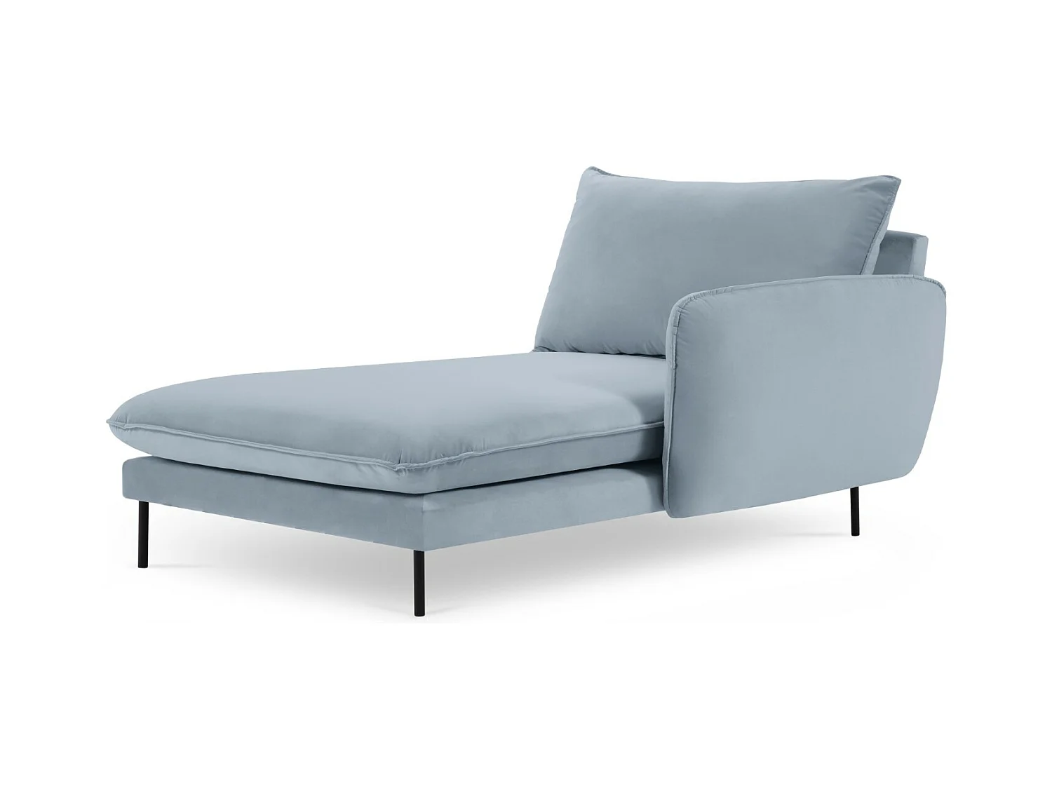 Cosmopolitan Design - Méridienne droite "Vienna" en velours bleu clair - 170x110x95cm