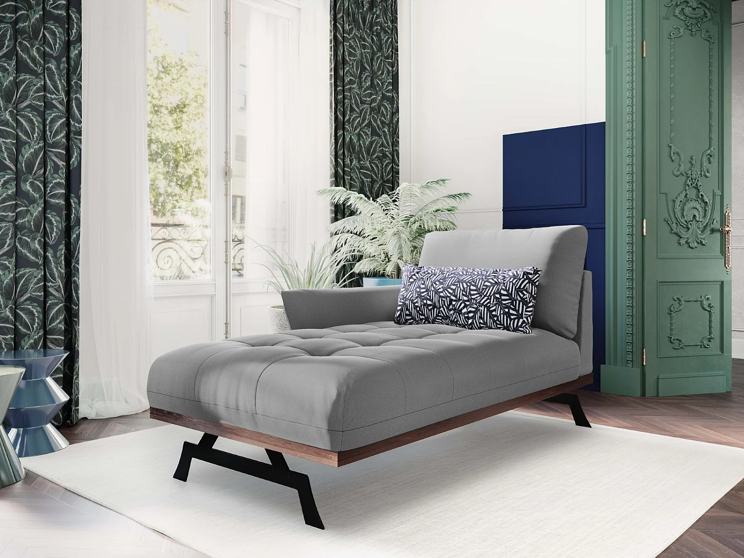 CXL by Christian Lacroix - Szezlong bok lewy, "Olivier" tkanina strukturalna, szary - 171x100x87cm