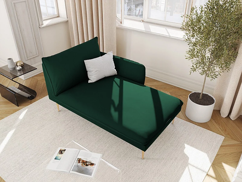 Cosmopolitan Design - Méridienne droite "Vienna" en velours vert bouteille - 170x110x95cm