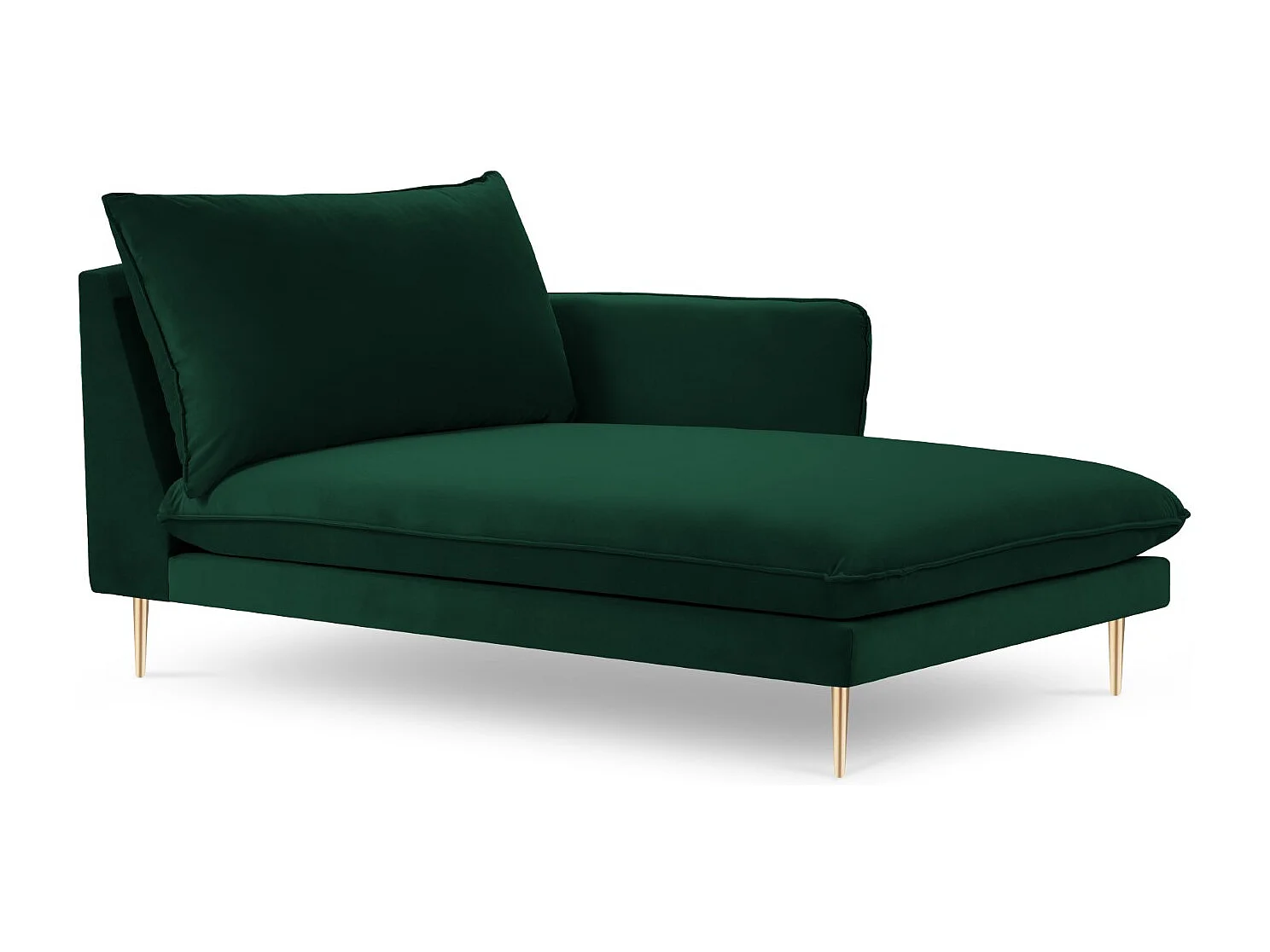 Cosmopolitan Design - Chaise longue direita "Vienna" em veludo verde garrafa - 170x110x95cm
