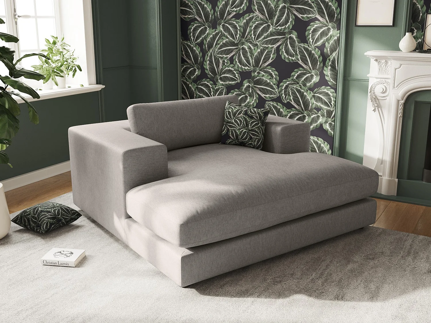 CXL by Christian Lacroix - Méridienne "Tendance" en tissu structurel gris - 156x140x72cm