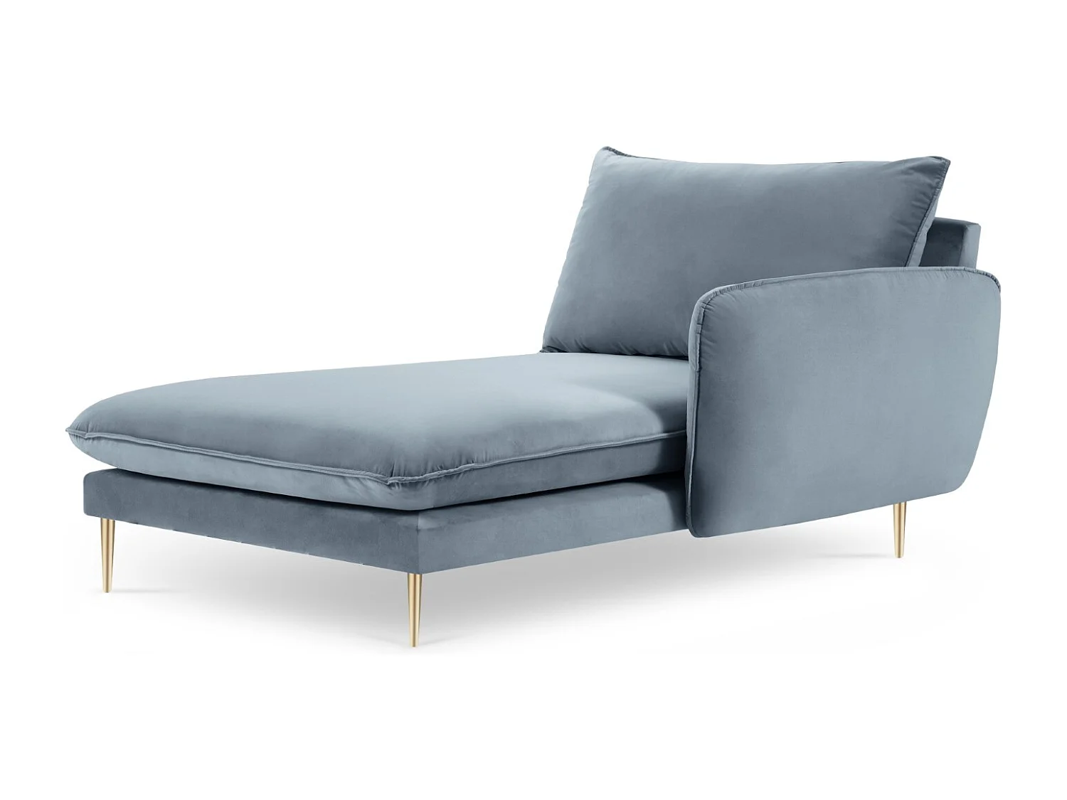 Cosmopolitan Design - Méridienne droite "Vienna" en velours bleu - 170x110x95cm