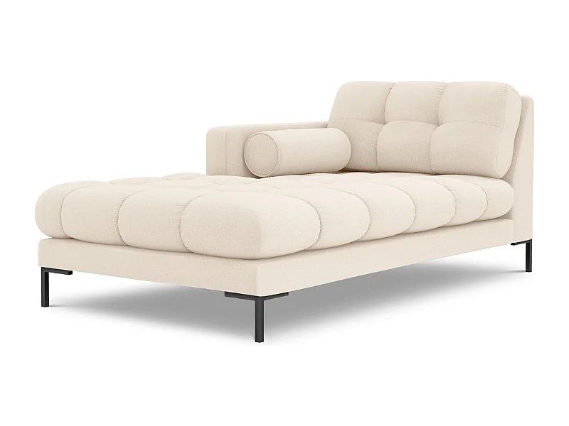 Cosmopolitan Design - Méridienne gauche "Bali" en tissu structurel beige clair - 185x102x75cm