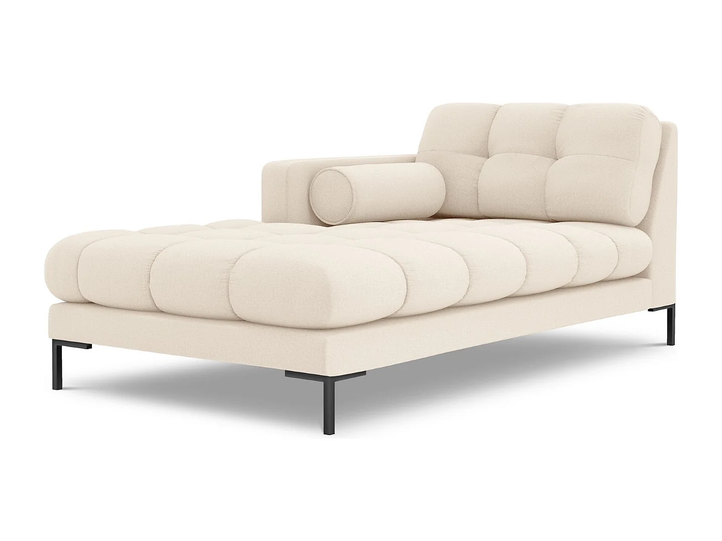 Cosmopolitan Design - Méridienne gauche "Bali" en tissu structurel beige clair - 185x102x75cm