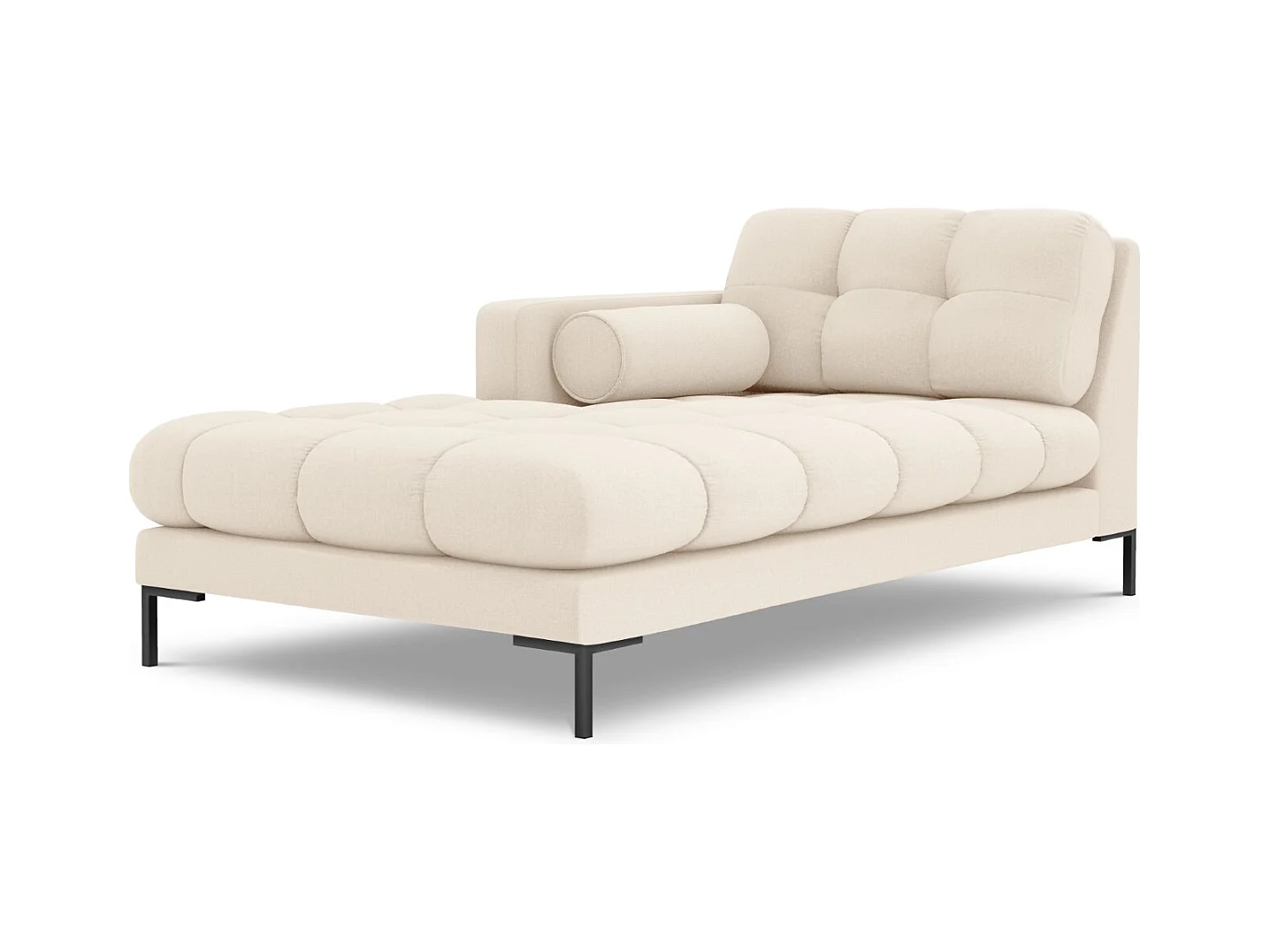 Cosmopolitan Design - Méridienne gauche "Bali" en tissu structurel beige clair - 185x102x75cm