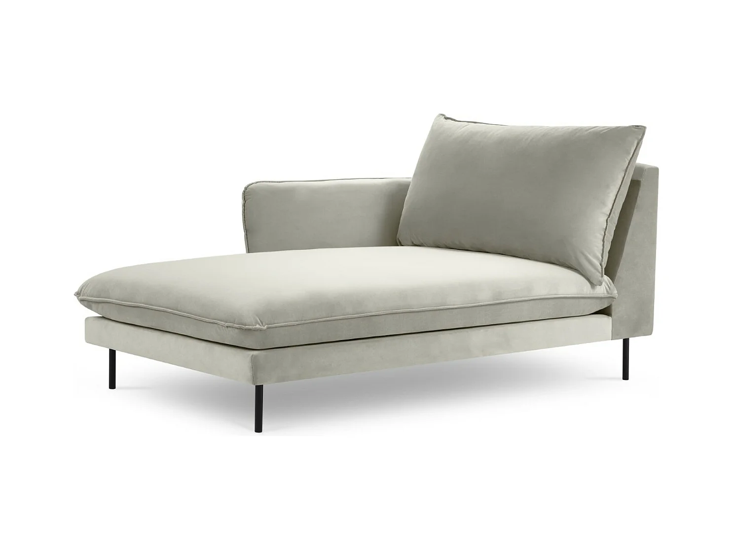 Cosmopolitan Design - Linker meridiaan "Vienna" Flueel, Beige - 170x110x95cm