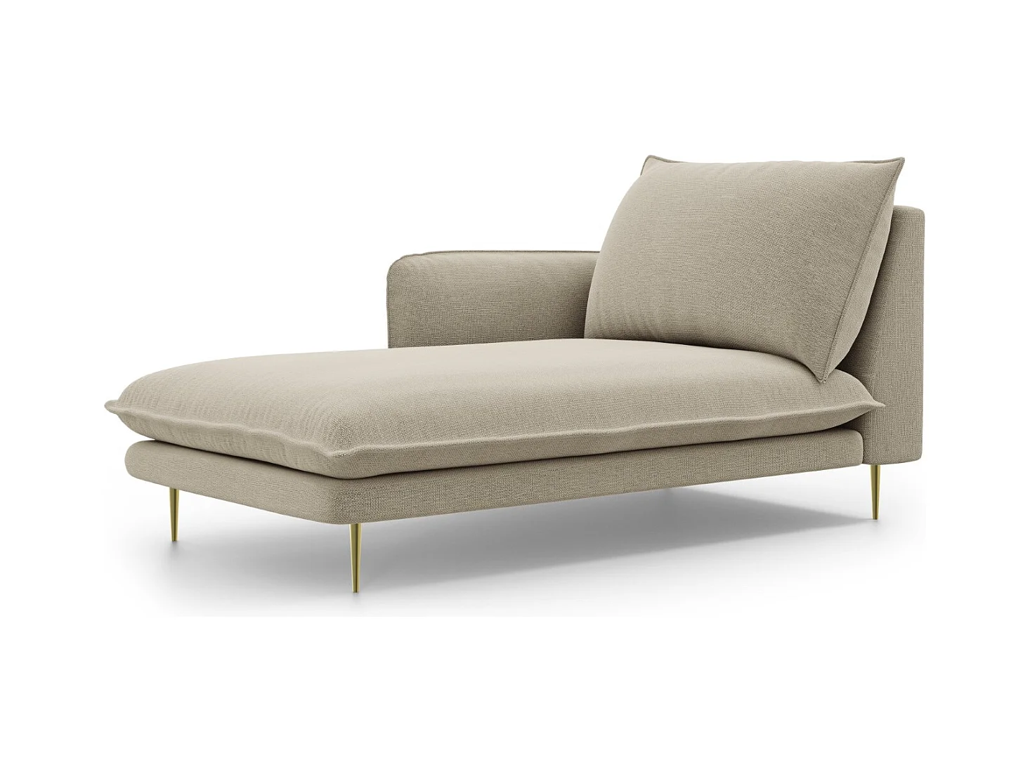 Cosmopolitan Design - Méridienne gauche "Vienna" en tissu structurel beige - 170x110x95cm
