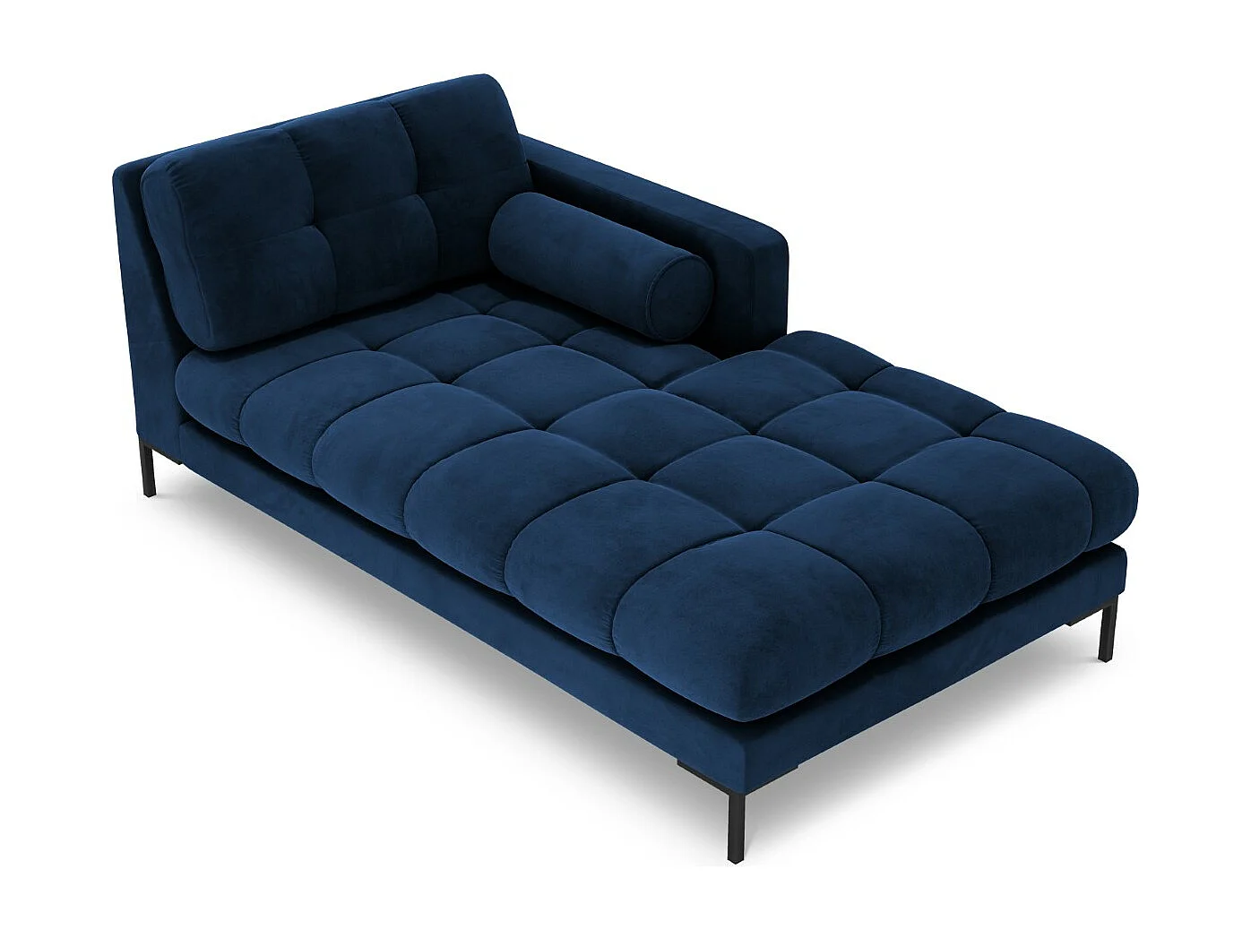 Cosmopolitan Design - Chaise longue destra "Bali" in velluto blu reale - 185x102x75cm