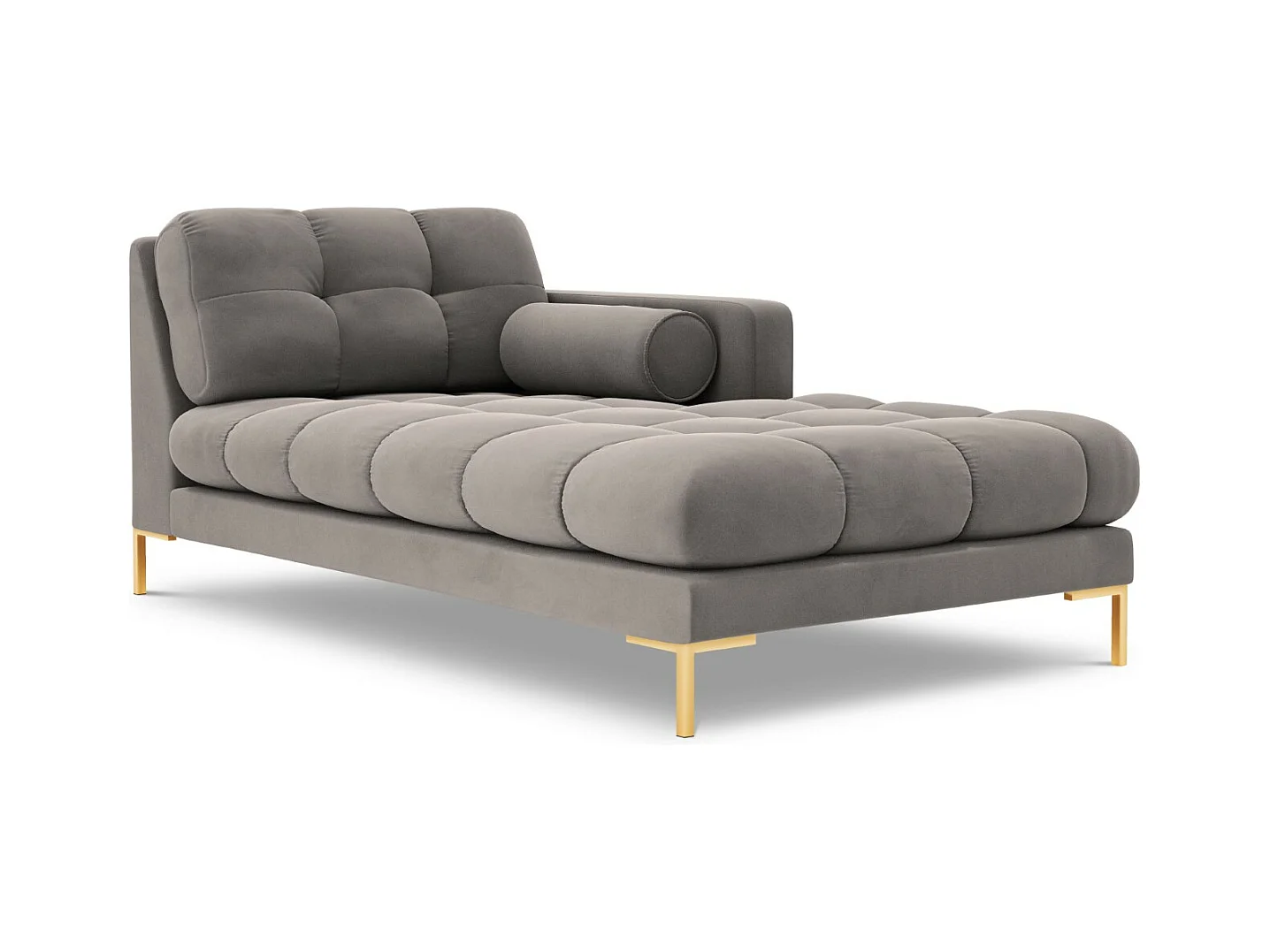 Cosmopolitan Design - Rechter chaise longue "Bali" Flueel, Lichtgrijs - 185x102x75cm