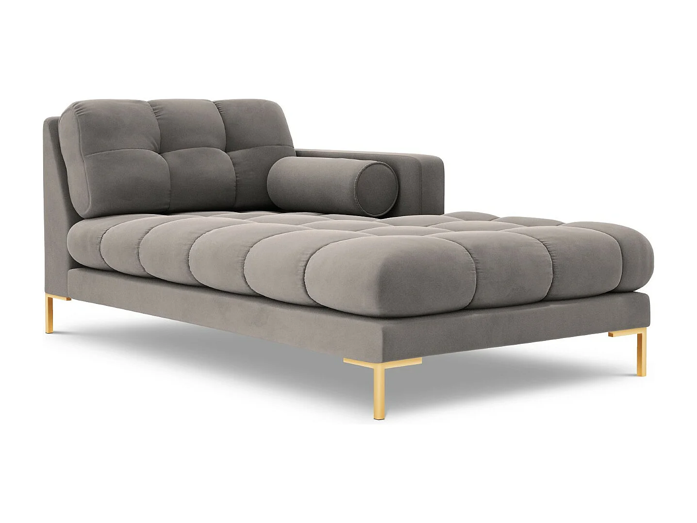 Cosmopolitan Design - Chaise longue direita "Bali" em veludo cinza claro - 185x102x75cm