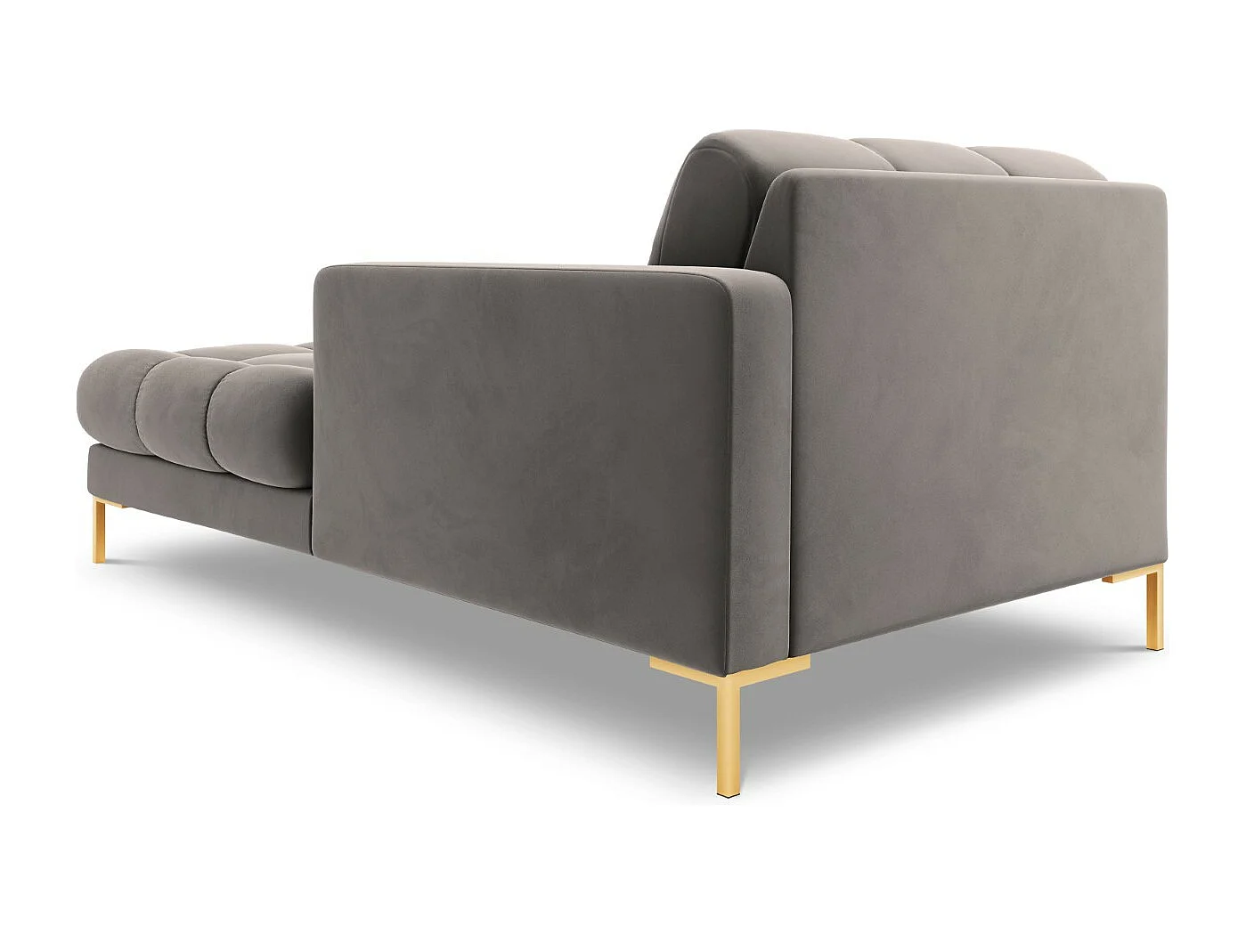Cosmopolitan Design - Chaise longue direita "Bali" em veludo cinza claro - 185x102x75cm