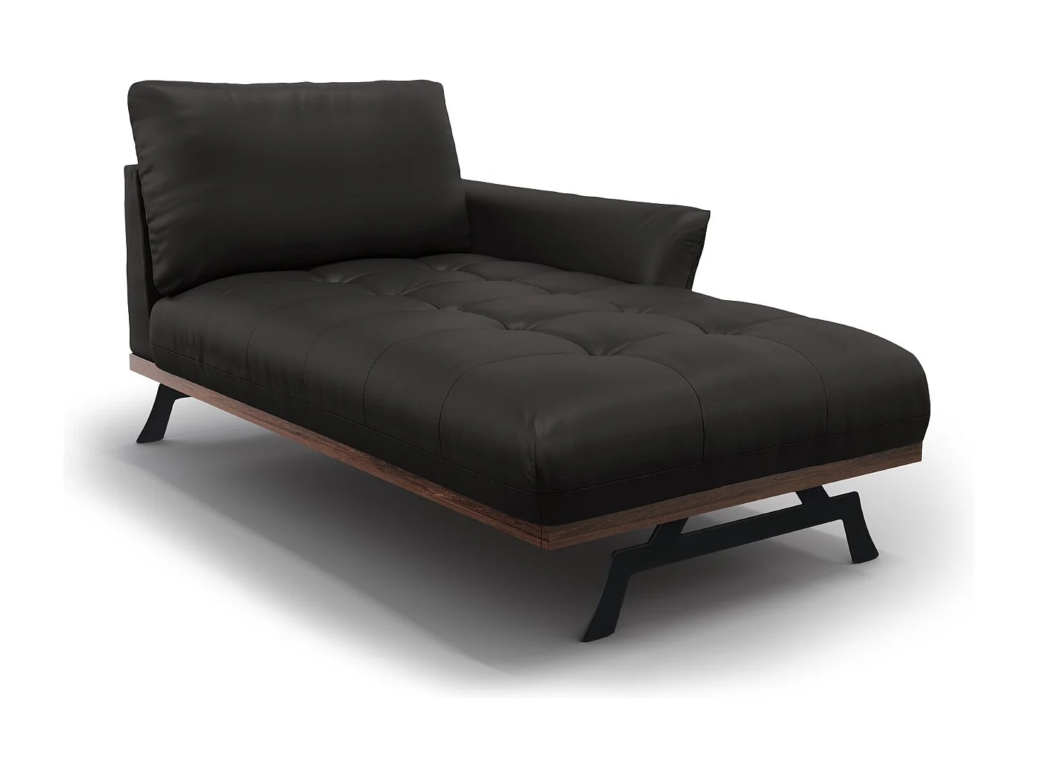 CXL by Christian Lacroix - Chaiselongue rechts "Olivier" Sitzer aus Echtleder schwarz - 171x100x87cm