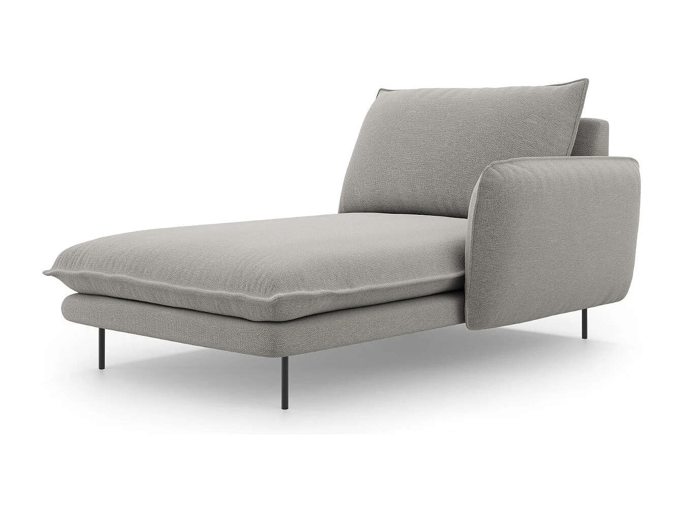 Cosmopolitan Design - Méridienne droite "Vienna" en tissu structurel gris clair - 170x110x95cm