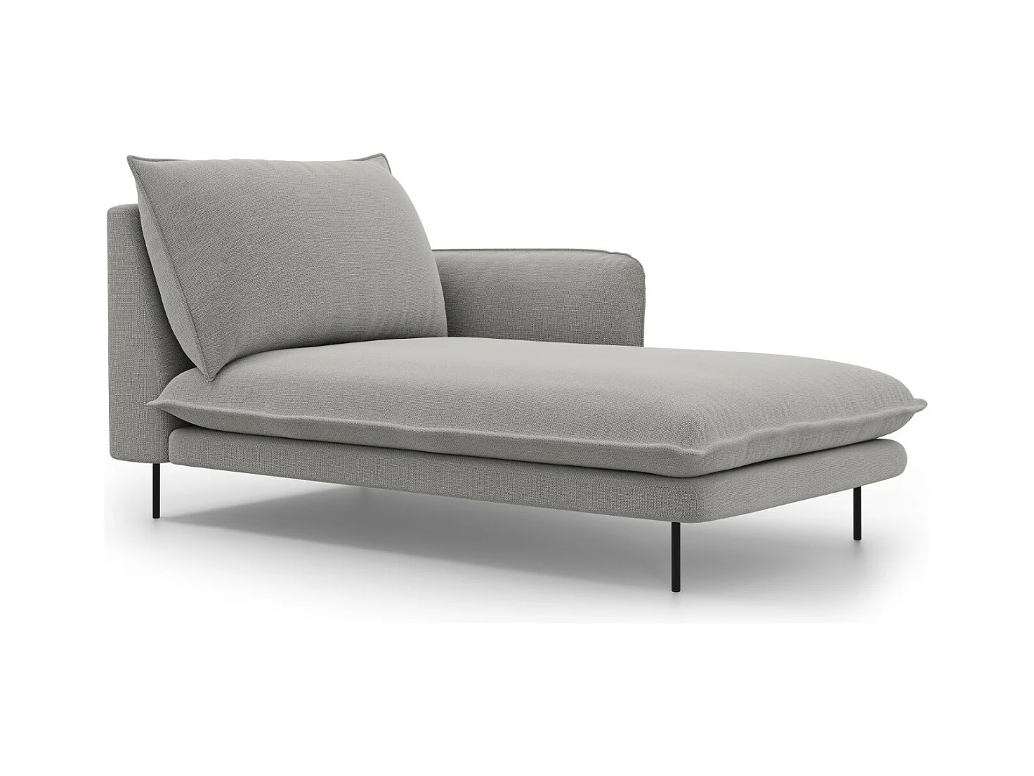 Cosmopolitan Design - Chaiselongue rechts "Vienna" aus strukturiertem Stoff hellgrau - 170x110x95cm