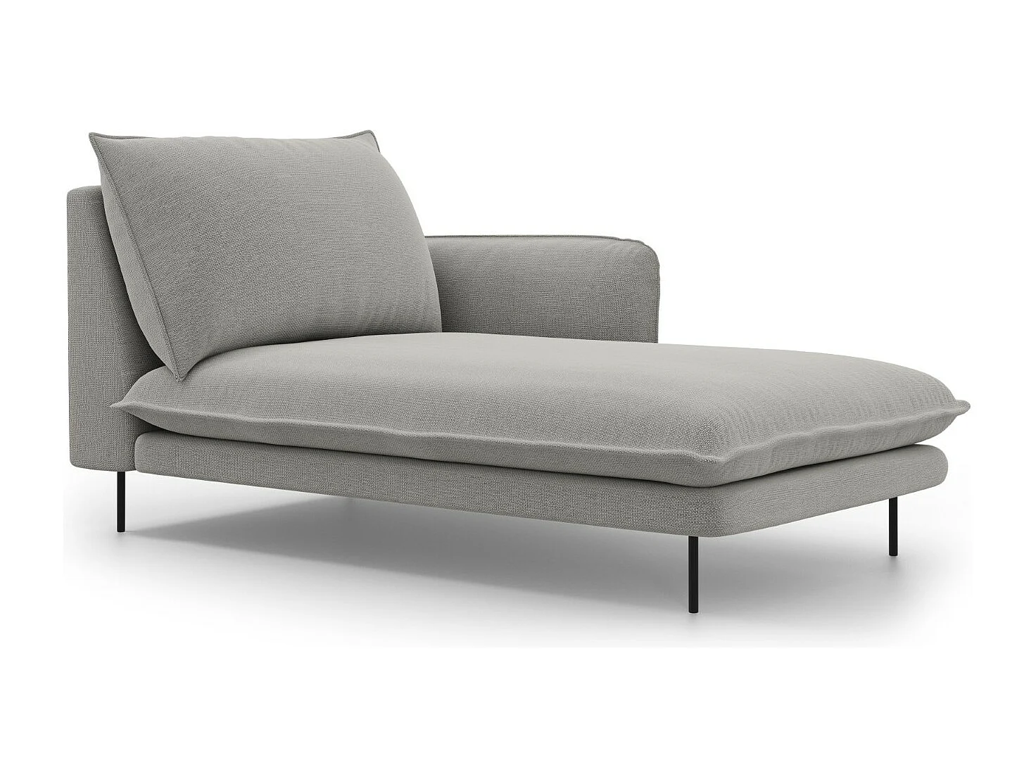 Cosmopolitan Design - Rechter chaise longue "Vienna" Structurele stof, Lichtgrijs - 170x110x95cm