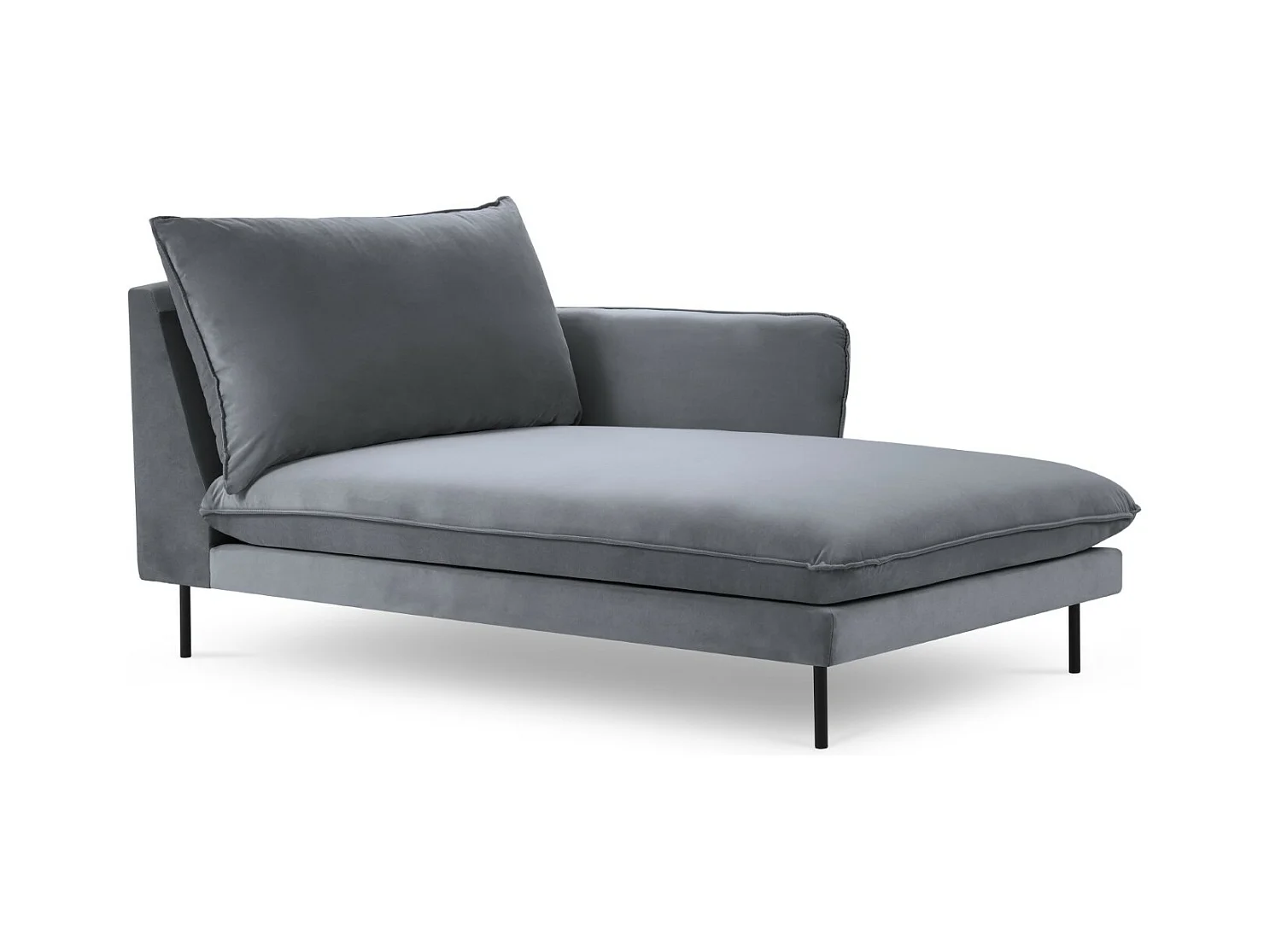 Cosmopolitan Design - Rechter chaise longue "Vienna" Flueel, Blauw Grijs - 170x110x95cm