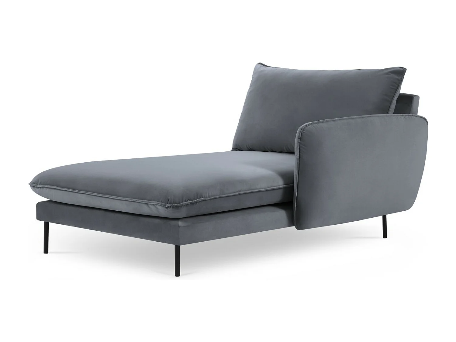 Cosmopolitan Design - Méridienne droite "Vienna" en velours bleu gris - 170x110x95cm