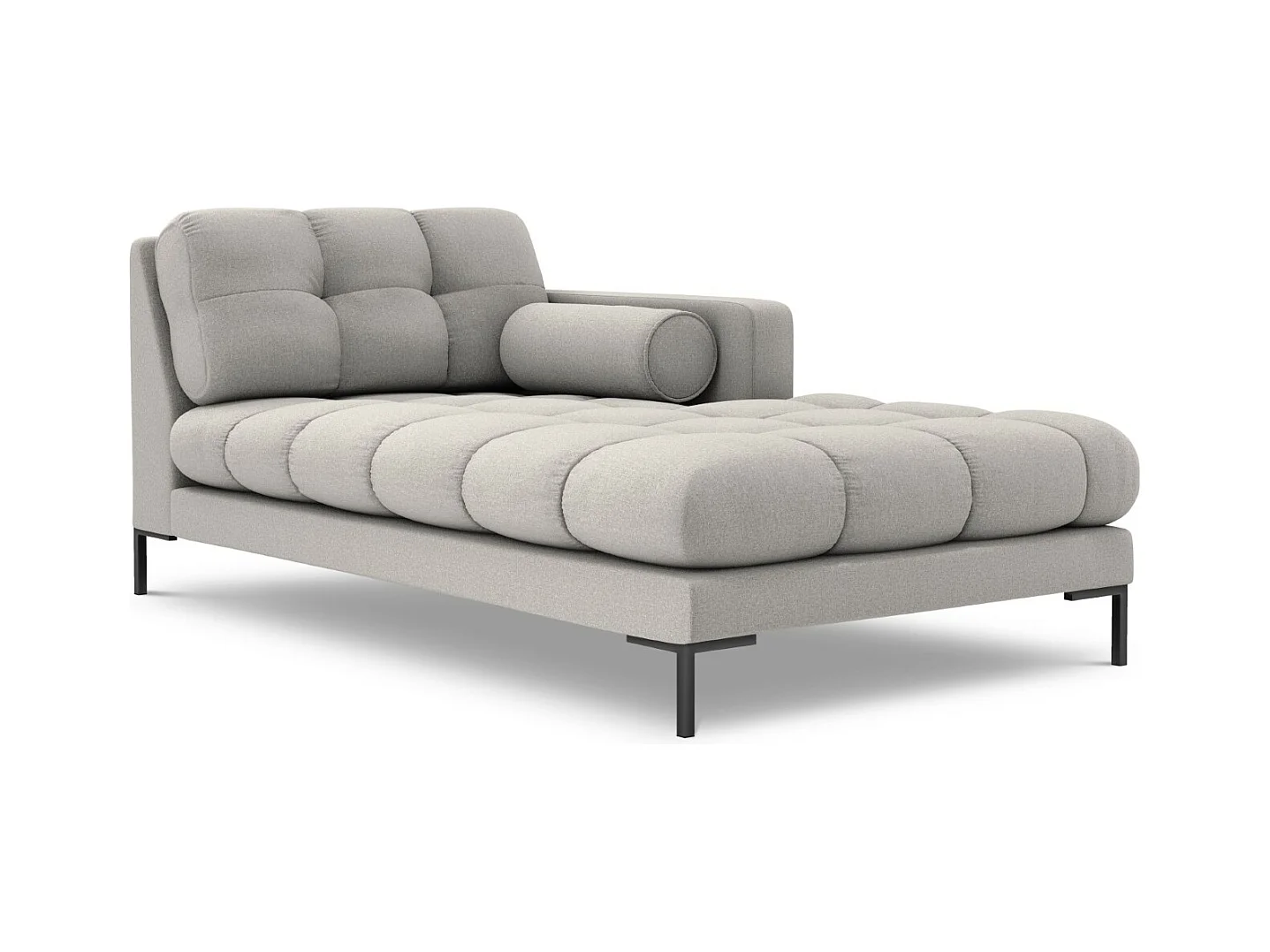 Cosmopolitan Design - Rechter chaise longue "Bali" Structurele stof, Lichtgrijs - 185x102x75cm