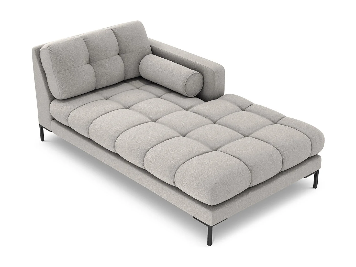 Cosmopolitan Design - Chaise longue direita "Bali" em tecido estrutural cinza claro - 185x102x75cm