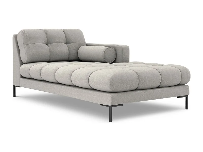 Cosmopolitan Design - Méridienne droite "Bali" en tissu structurel gris clair - 185x102x75cm
