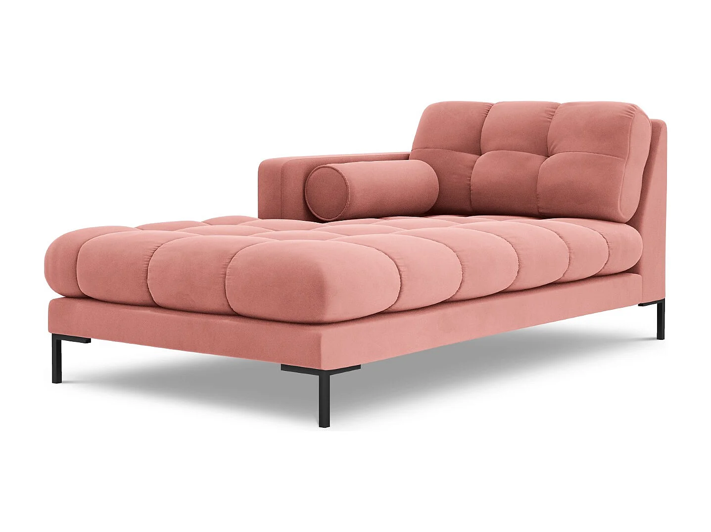 Cosmopolitan Design - Chaiselongue links "Bali" aus Samt rosa - 185x102x75cm