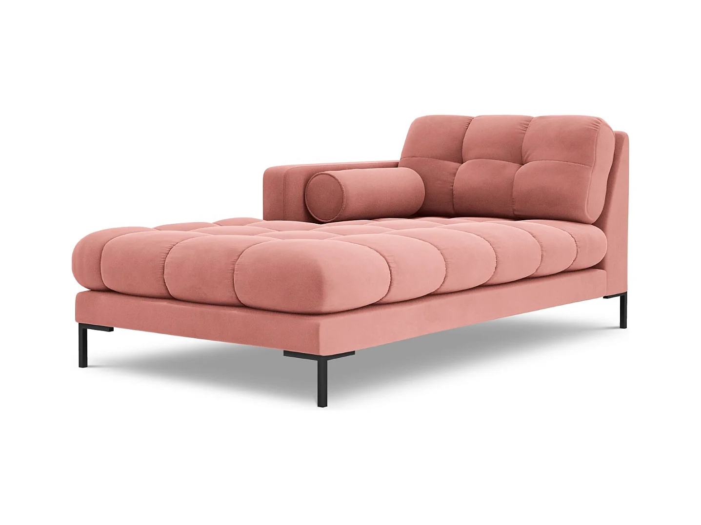 Cosmopolitan Design - Méridienne gauche "Bali" en velours rose - 185x102x75cm