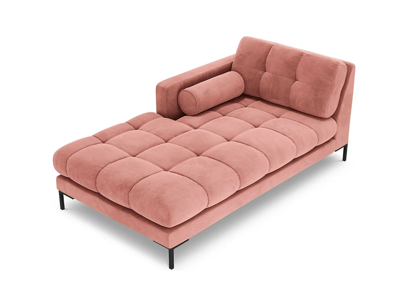 Cosmopolitan Design - Méridienne gauche "Bali" en velours rose - 185x102x75cm