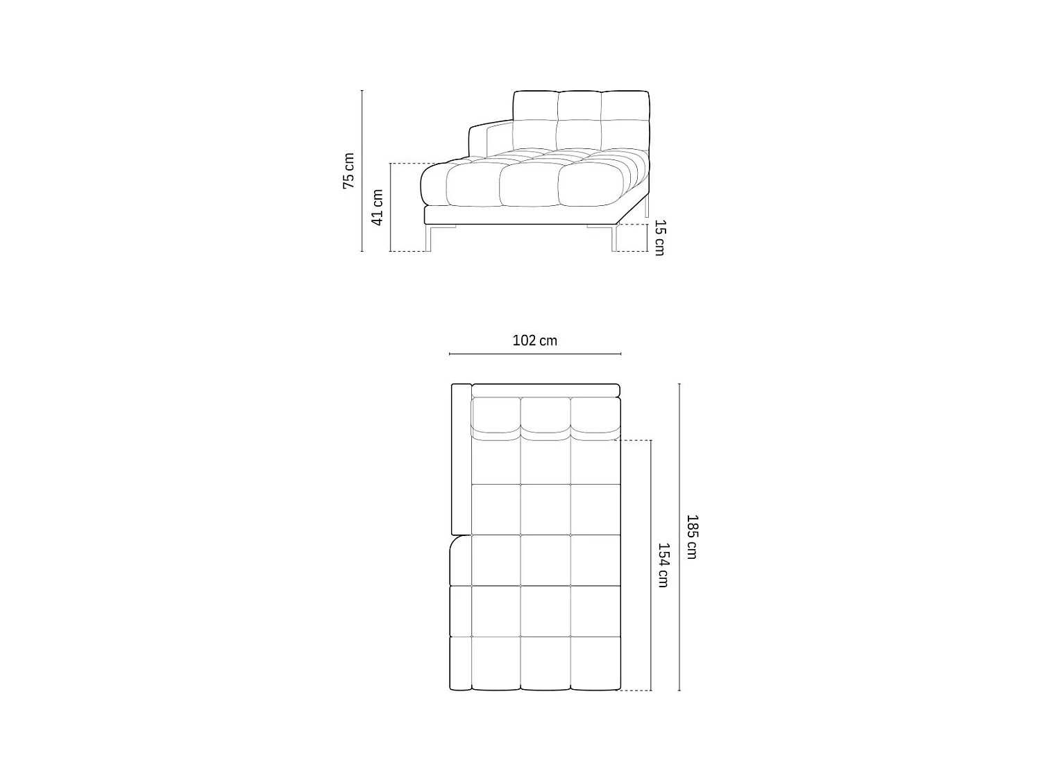 Cosmopolitan Design - Méridienne gauche "Bali" en velours rose - 185x102x75cm