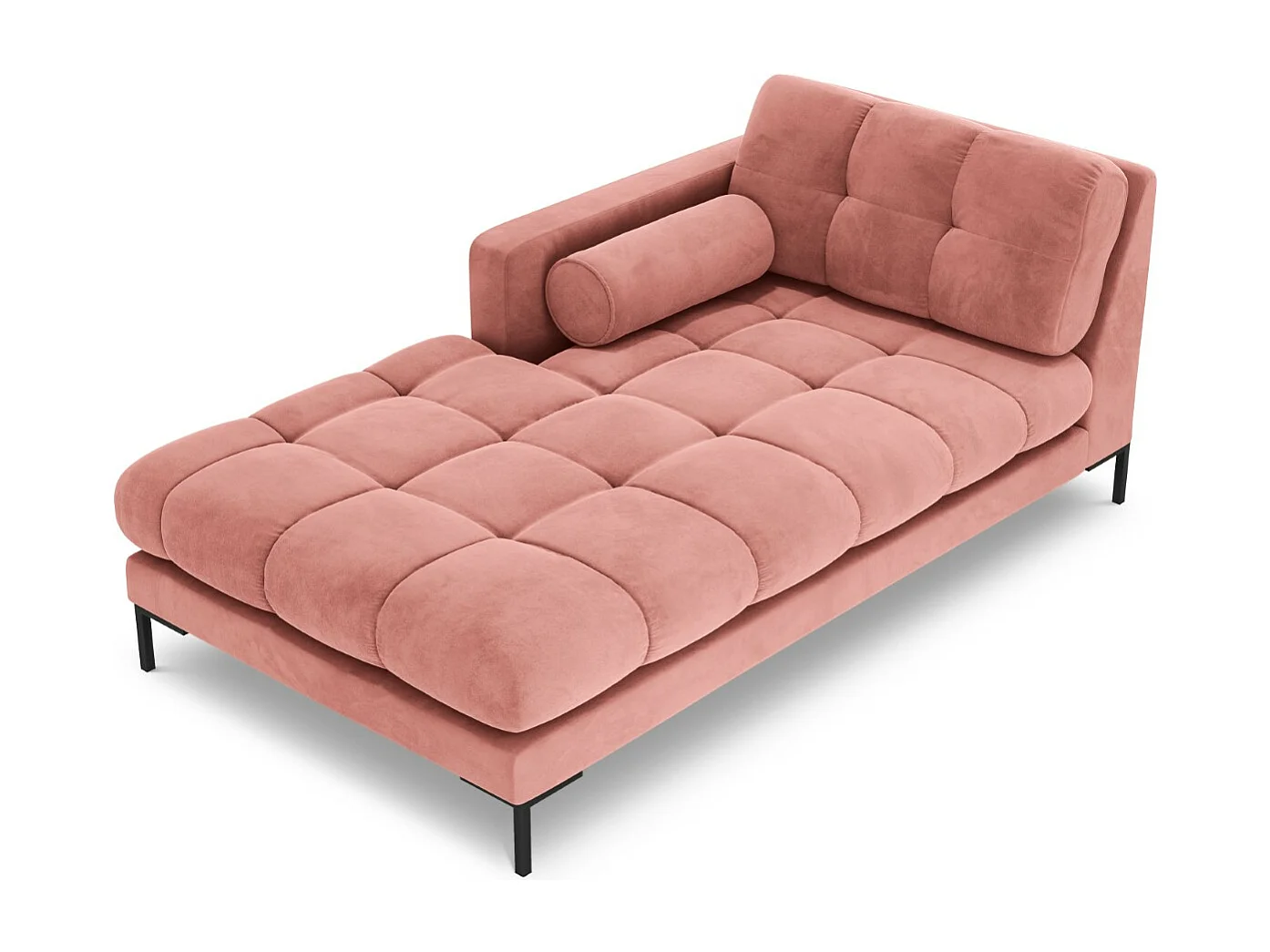 Cosmopolitan Design - Chaise longue esquerda "Bali" em veludo rosa - 185x102x75cm