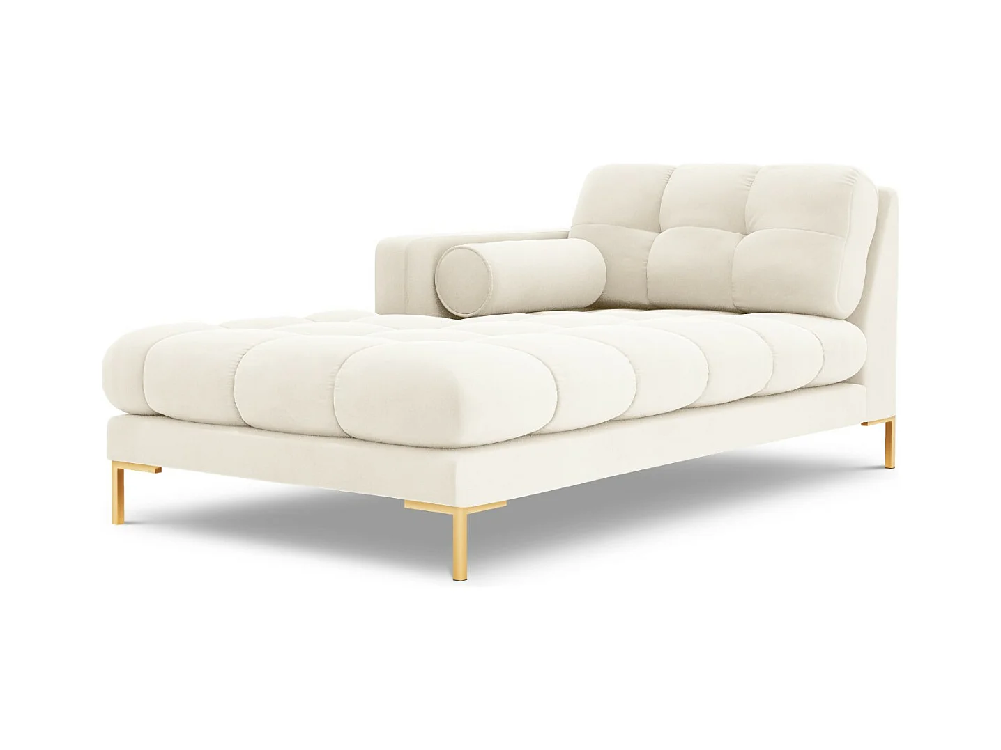 Cosmopolitan Design - Méridienne gauche "Bali" en velours beige clair - 185x102x75cm
