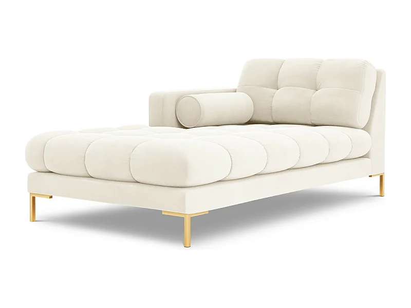 Cosmopolitan Design - Chaise longue de angulo izquierdo "Bali" de terciopelo beige claro - 185x102x75cm