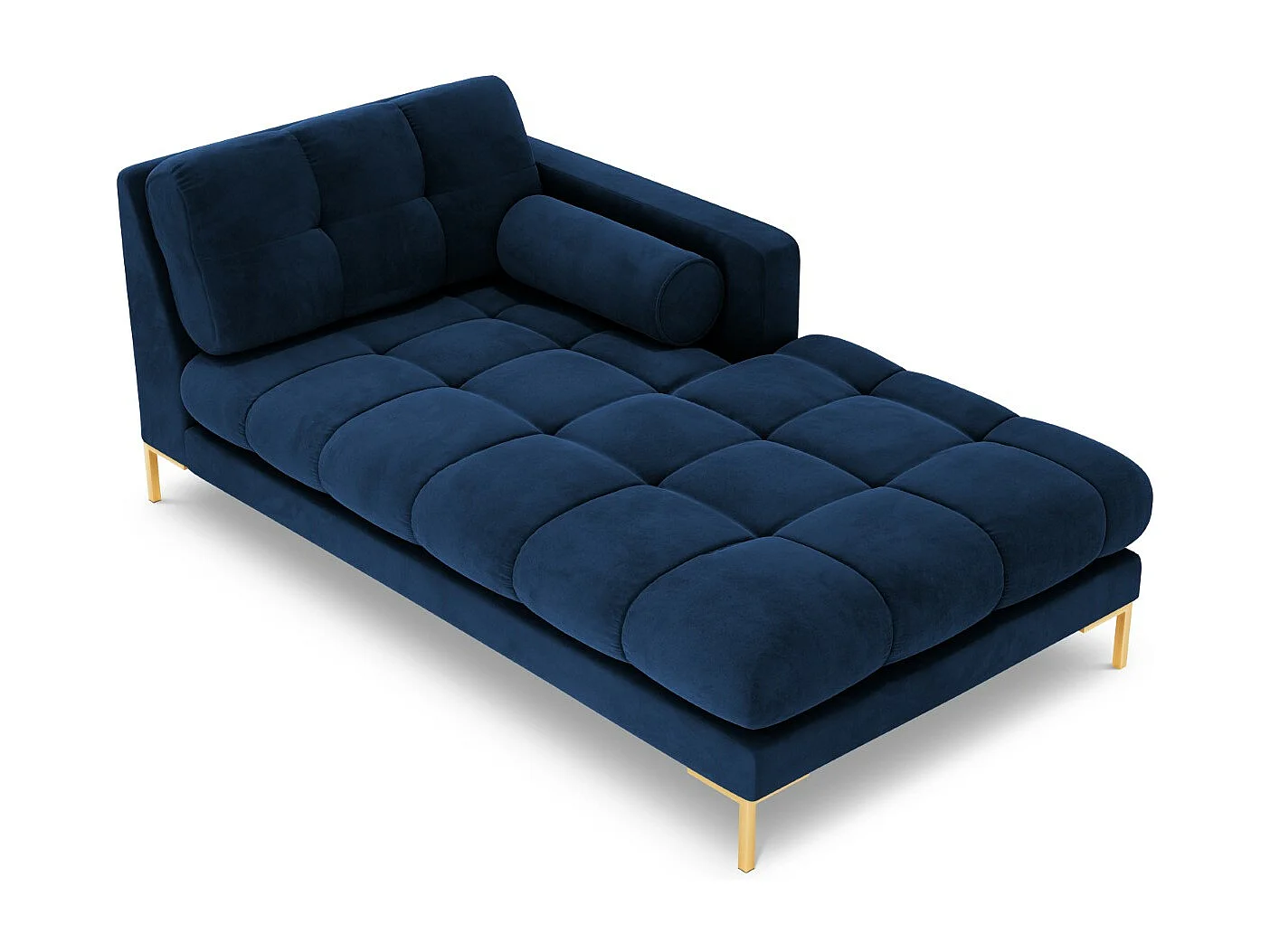 Cosmopolitan Design - Chaise longue direita "Bali" em veludo azul real - 185x102x75cm
