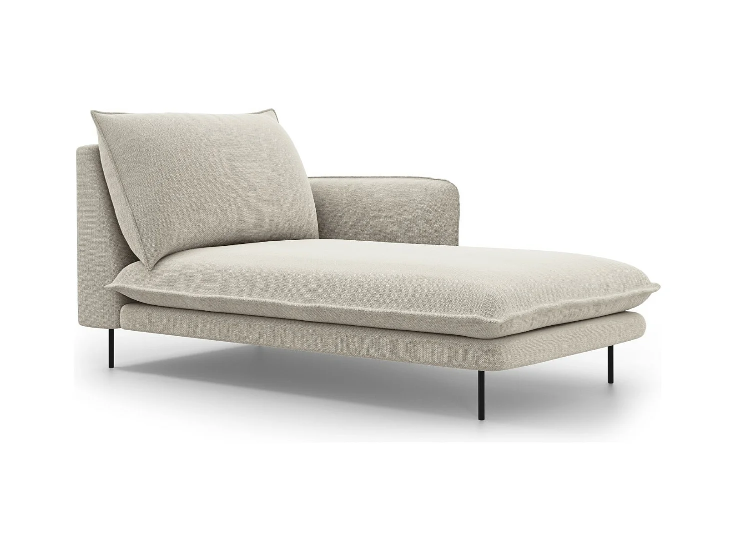 Cosmopolitan Design - Méridienne droite "Vienna" en tissu structurel beige clair - 170x110x95cm