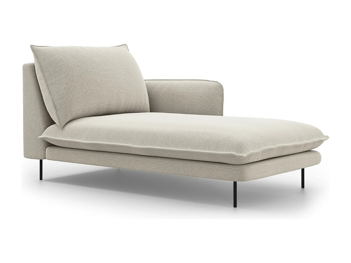 Cosmopolitan Design - Rechter chaise longue "Vienna" Structurele stof, Lichtbeige - 170x110x95cm
