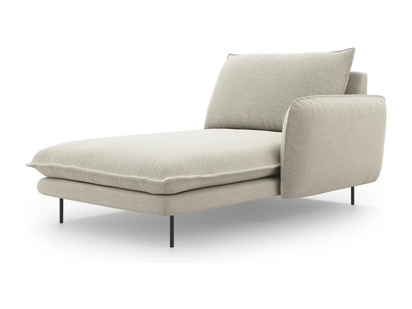 Cosmopolitan Design - Rechter chaise longue "Vienna" Structurele stof, Lichtbeige - 170x110x95cm