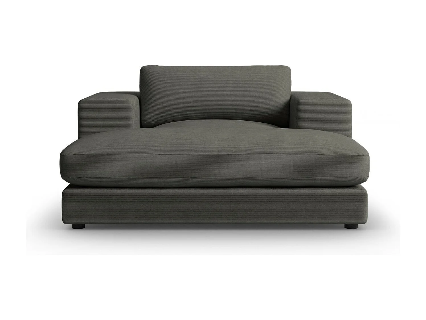 CXL by Christian Lacroix - Méridienne "Tendance" en velours côtelé gris foncé - 156x140x72cm