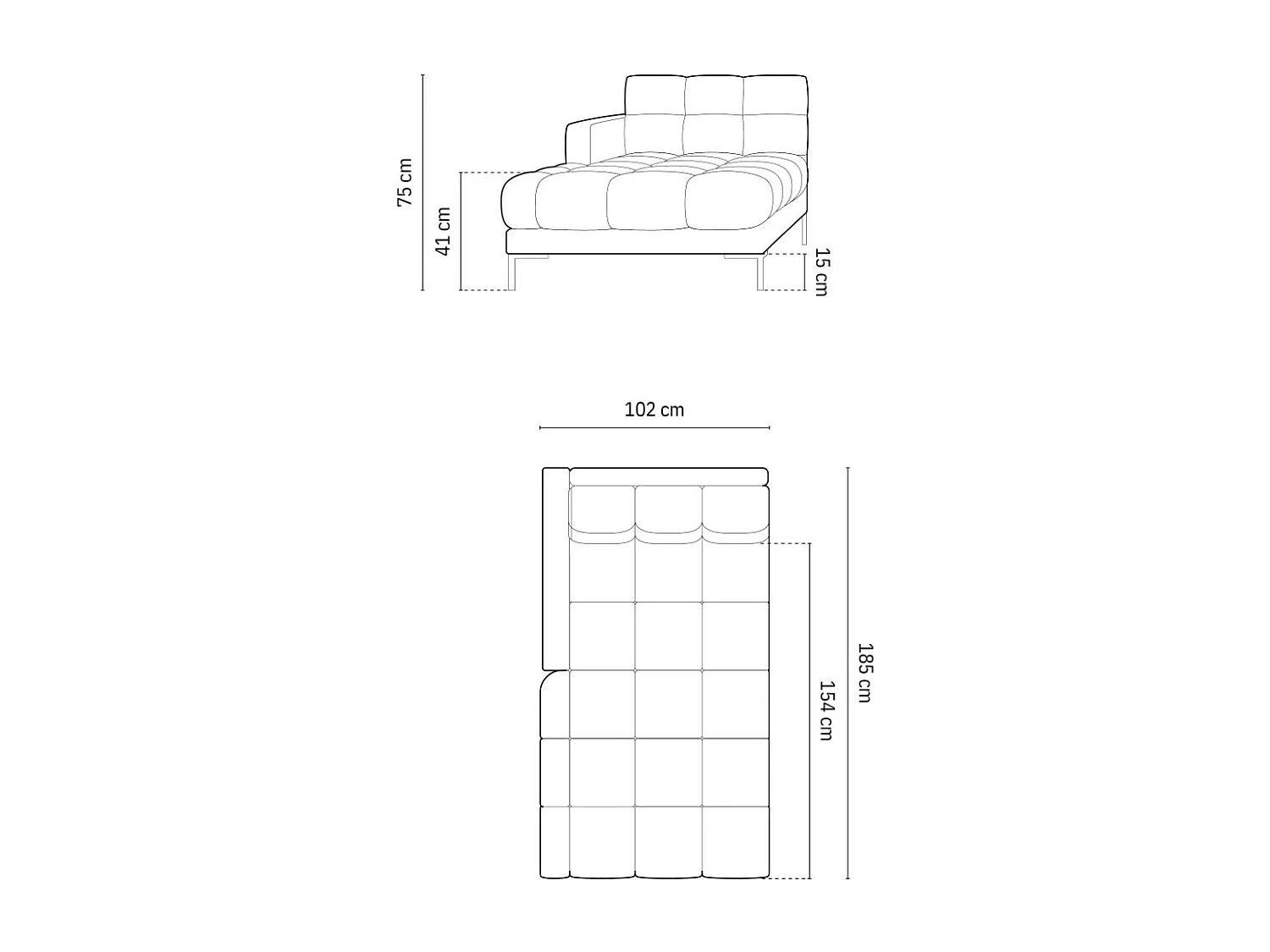 Cosmopolitan Design - Chaise longue sinistra "Bali" in tessuto strutturato beige chiaro - 185x102x75cm