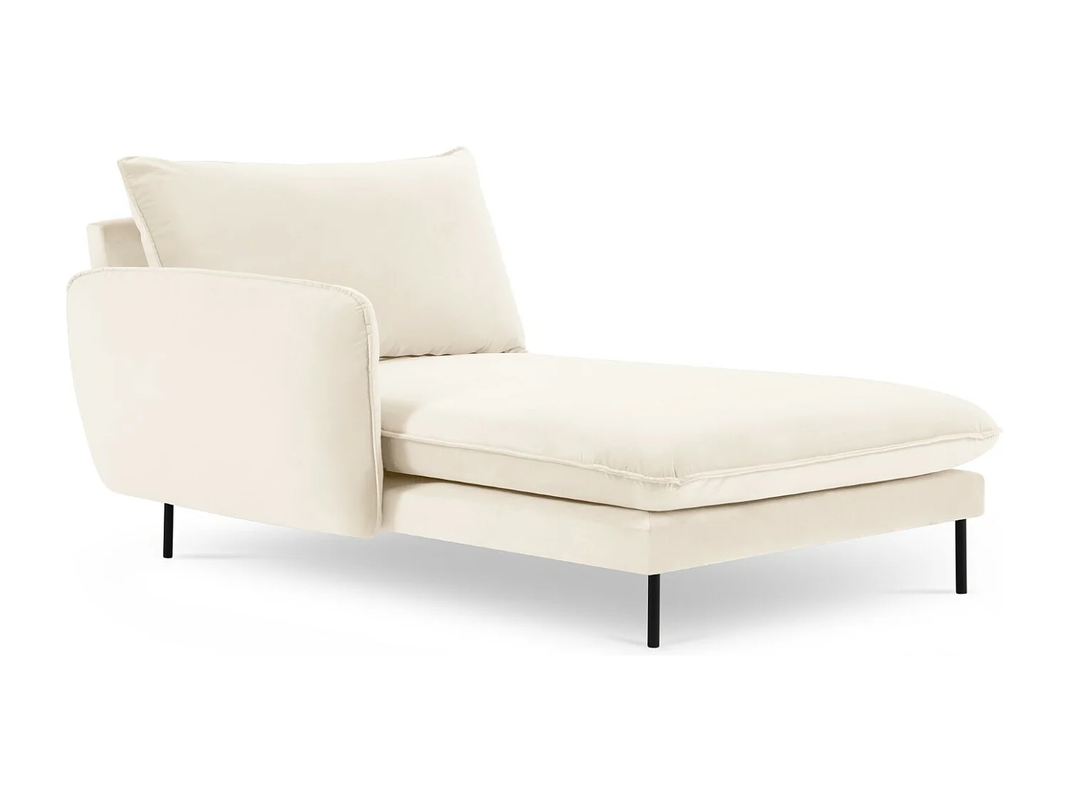 Cosmopolitan Design - Linker meridiaan "Vienna" Flueel, Lichtbeige - 170x110x95cm