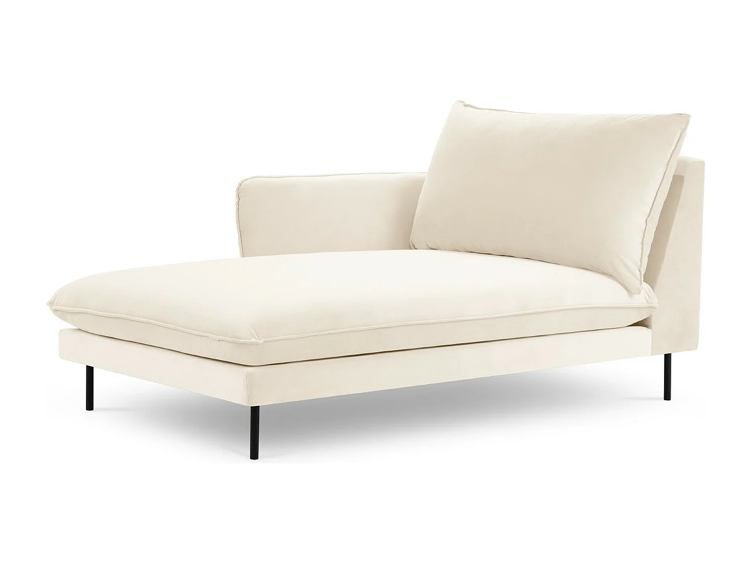 Cosmopolitan Design - Chaise longue esquerda "Vienna" em veludo bege claro - 170x110x95cm