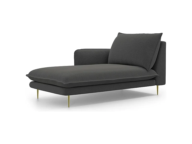 Cosmopolitan Design - Chaiselongue links "Vienna" aus strukturiertem Stoff dunkelgrau - 170x110x95cm
