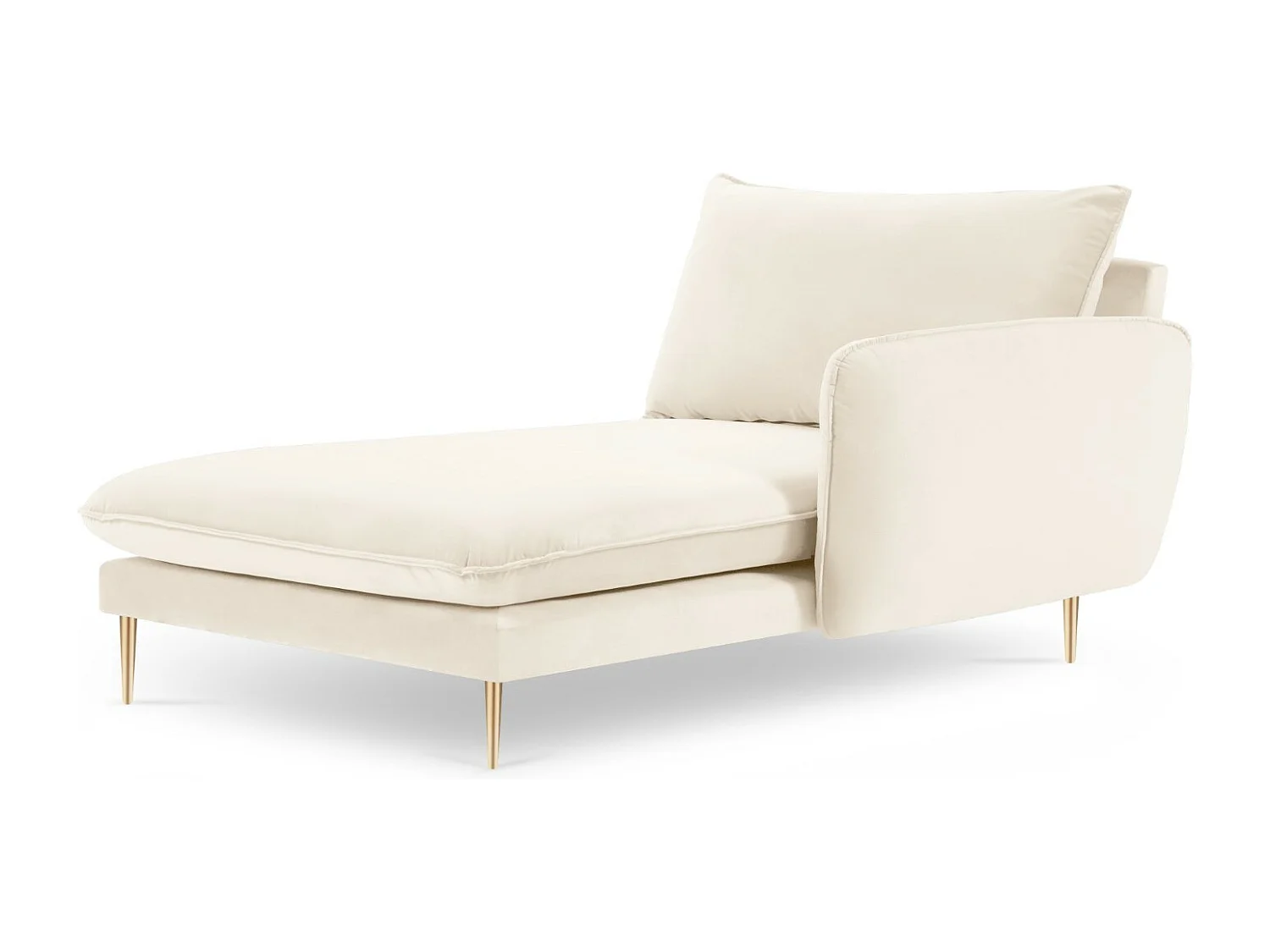 Cosmopolitan Design - Rechter chaise longue "Vienna" Flueel, Lichtbeige - 170x110x95cm
