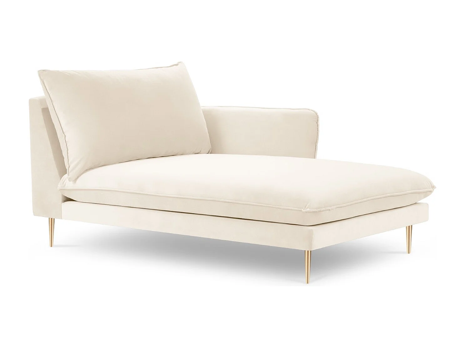 Cosmopolitan Design - Méridienne droite "Vienna" en velours beige clair - 170x110x95cm