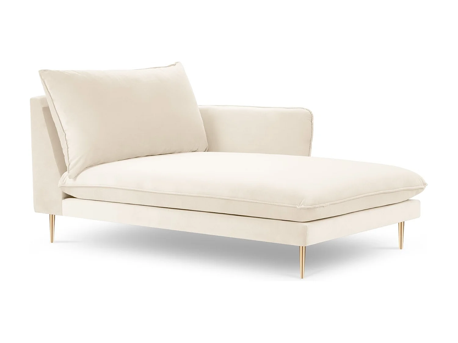 Cosmopolitan Design - Méridienne droite "Vienna" en velours beige clair - 170x110x95cm