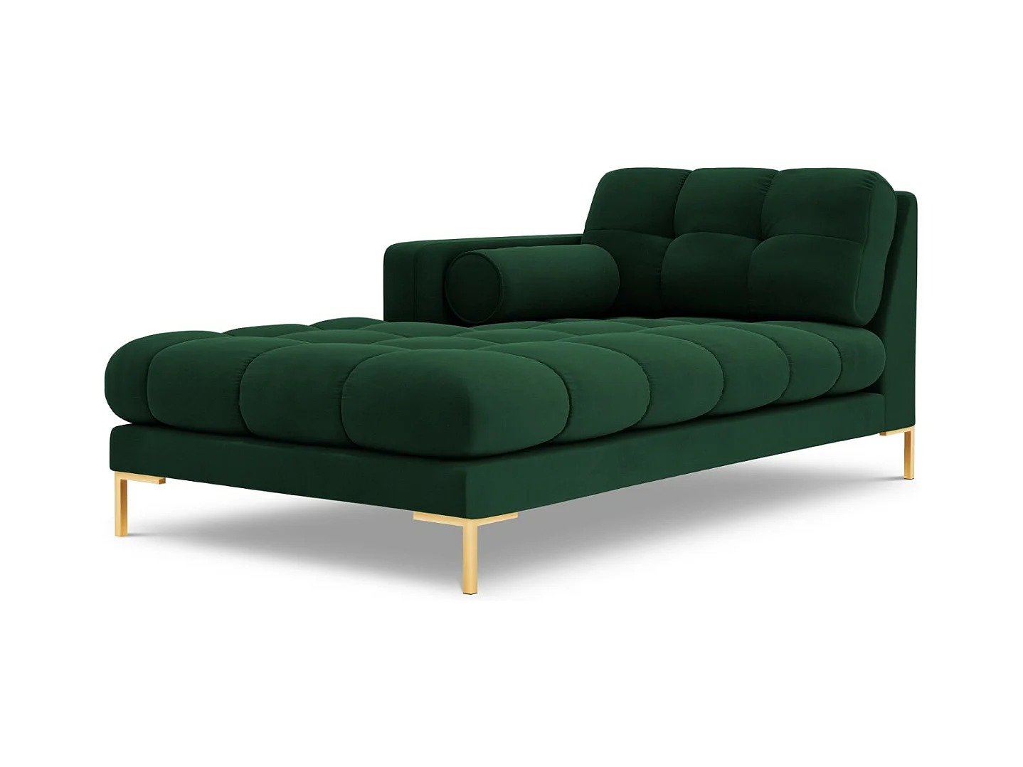 Cosmopolitan Design - Chaise longue sinistra "Bali" in velluto verde bottiglia - 185x102x75cm