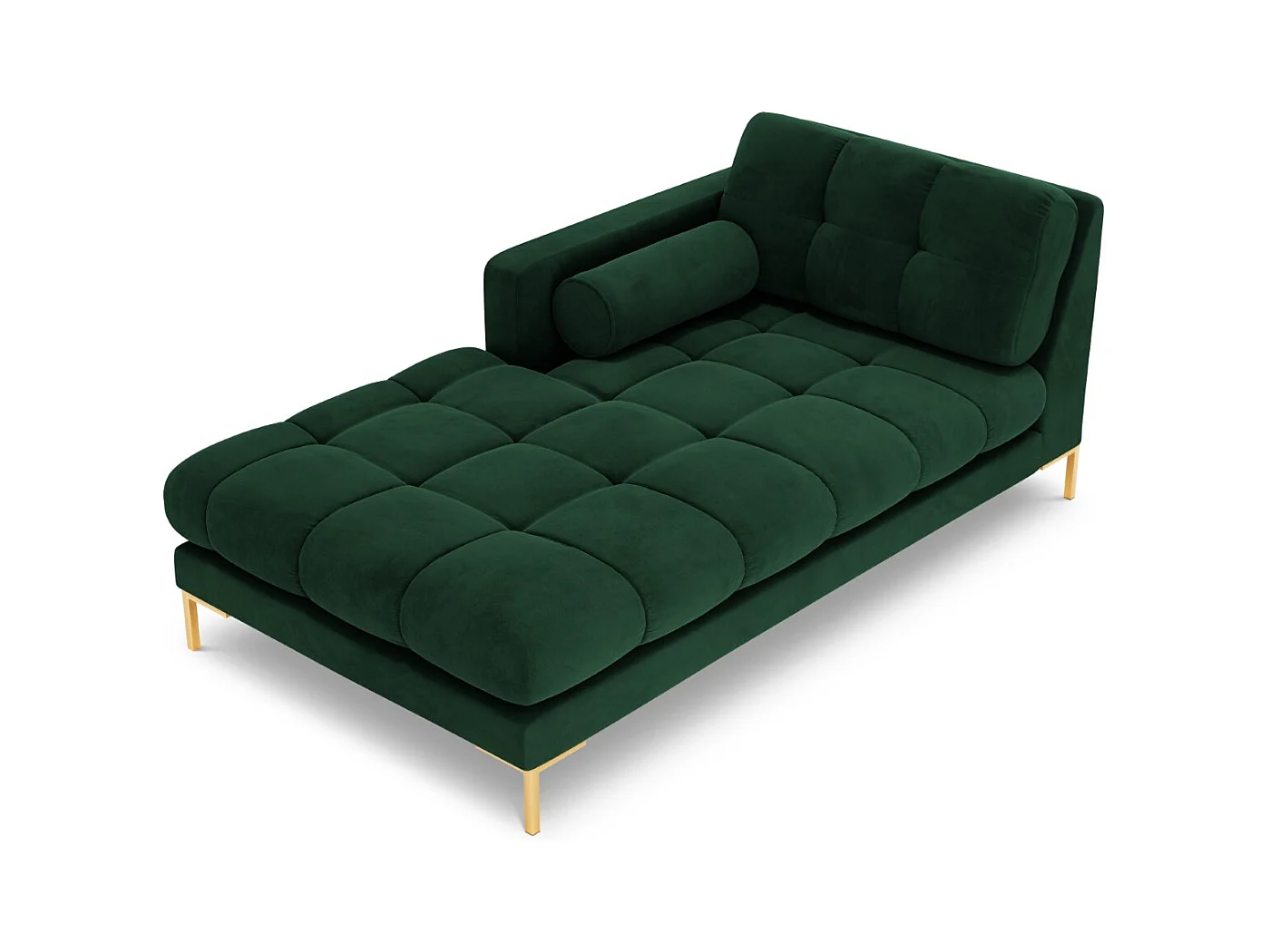 Cosmopolitan Design - Chaiselongue links "Bali" aus Samt flaschengrün - 185x102x75cm