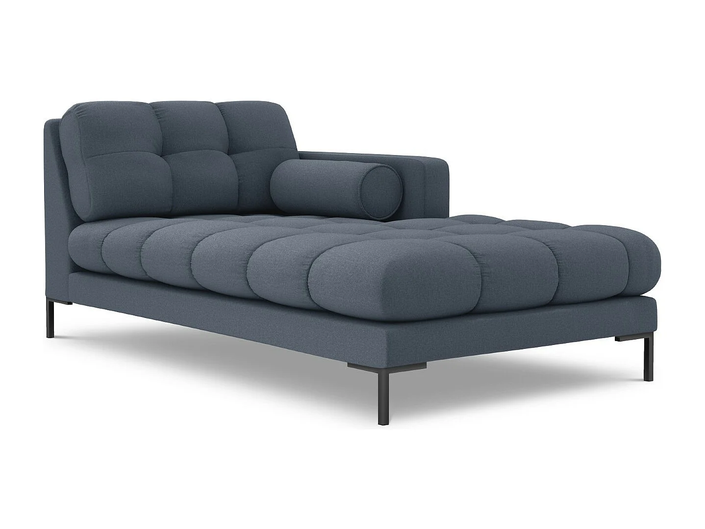 Cosmopolitan Design - Chaise longue direita "Bali" em tecido estrutural azul escuro - 185x102x75cm