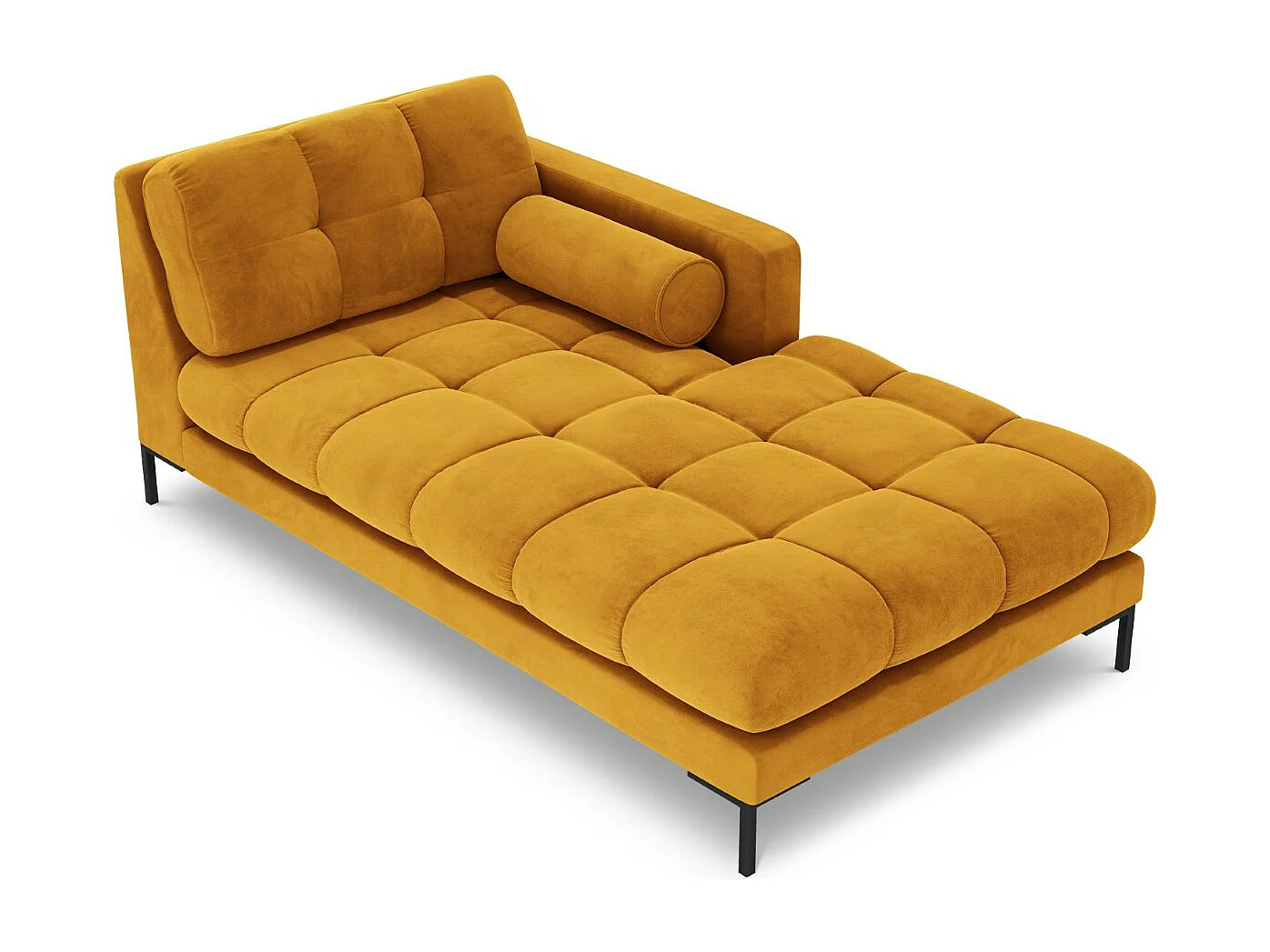 Cosmopolitan Design - Chaise longue de angulo derecho "Bali" de terciopelo amarillo - 185x102x75cm