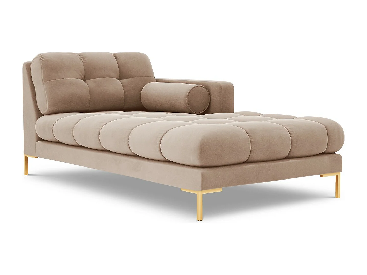 Cosmopolitan Design - Chaise longue destra "Bali" in velluto beige - 185x102x75cm